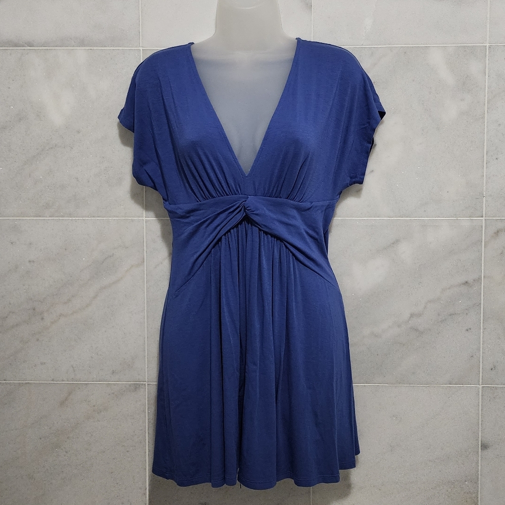 Ella Moss Blue Summer Vneck Tshirt Dress small Pull On